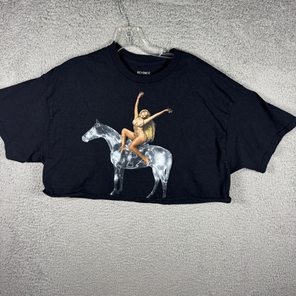Beyonce Renaissance World Tour Black Cropped Graphic T-Shirt XL Official Merch
